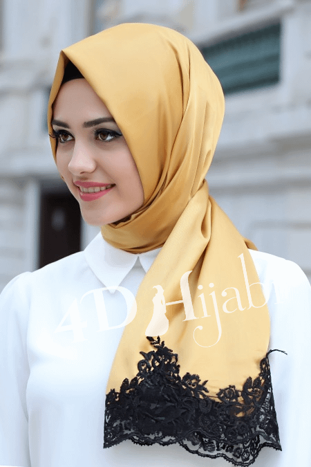 gold silk hijab