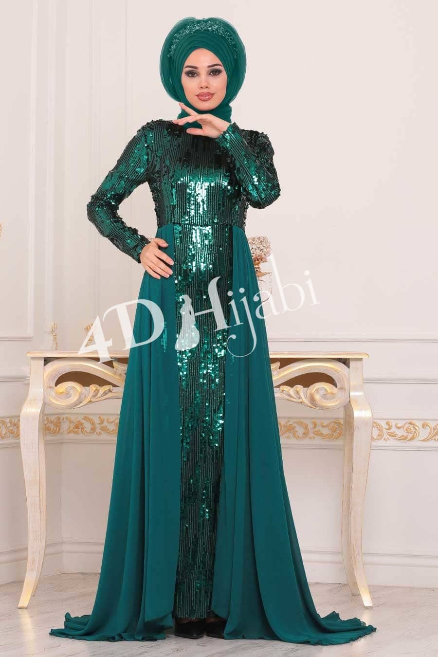 Turkish Green Evening Dress – 4D Hijabi
